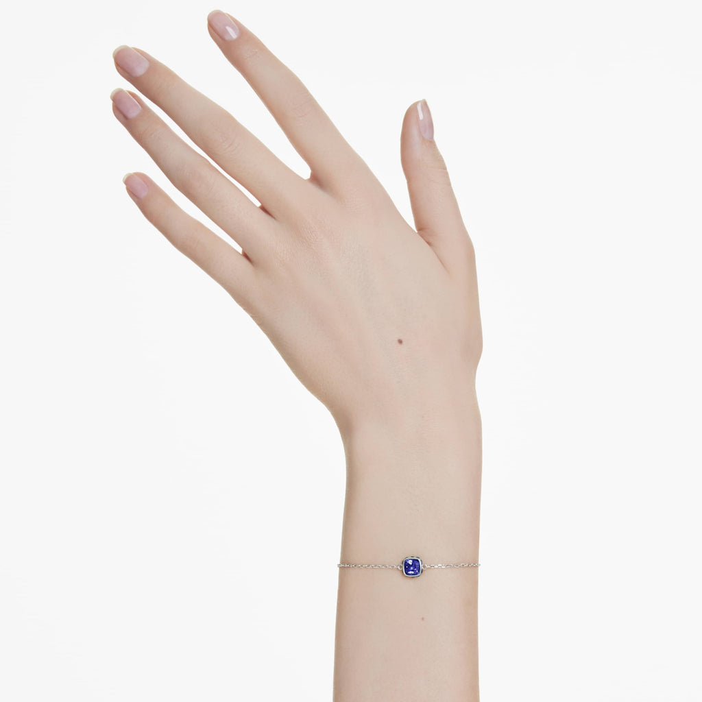 Swarovski Birthstone bracelet Square cut, July, Red, Rhodium plated