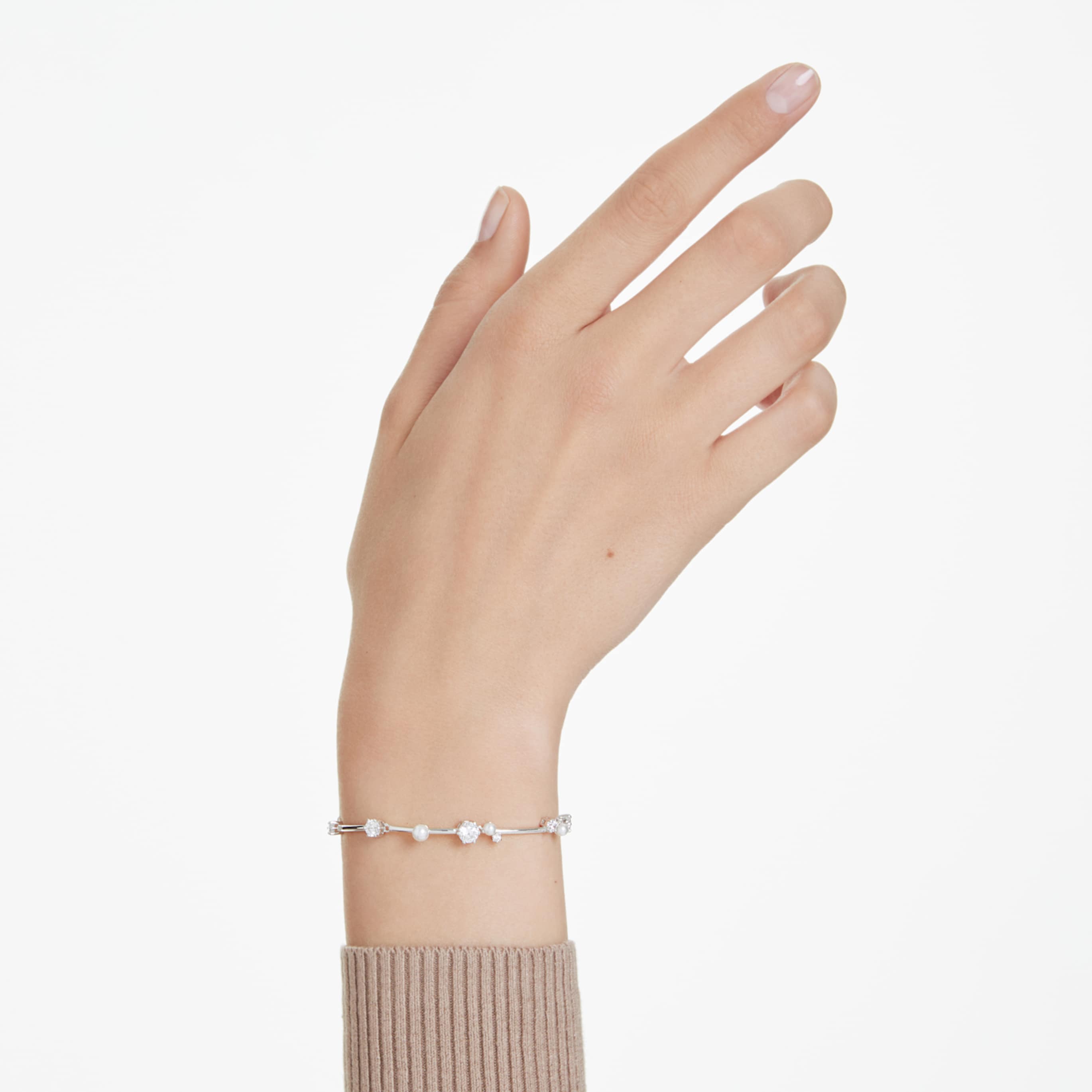 Swarovski Constella bracelet Crystal pearl, Round cuts, White, 18K rose gold finish