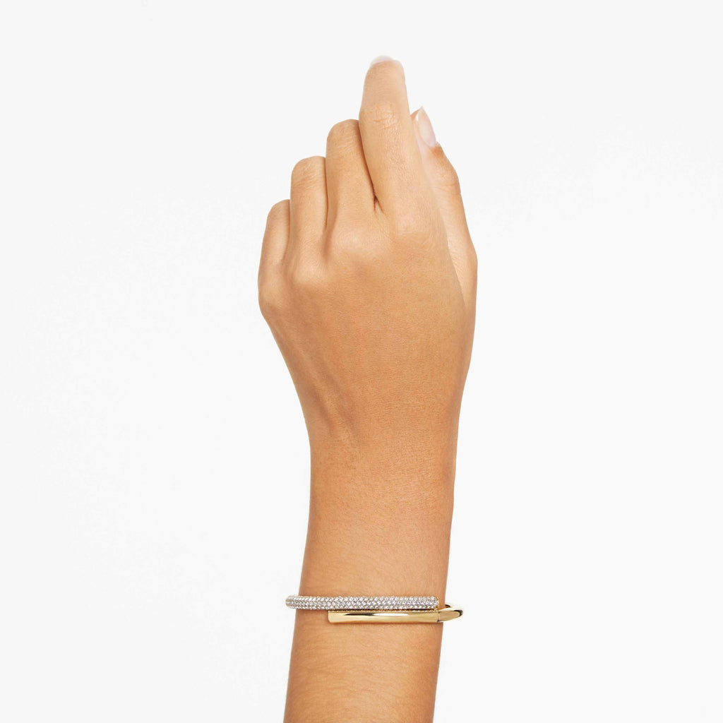 Swarovski Dextera bangle Magnetic closure, White, 18K gold finish