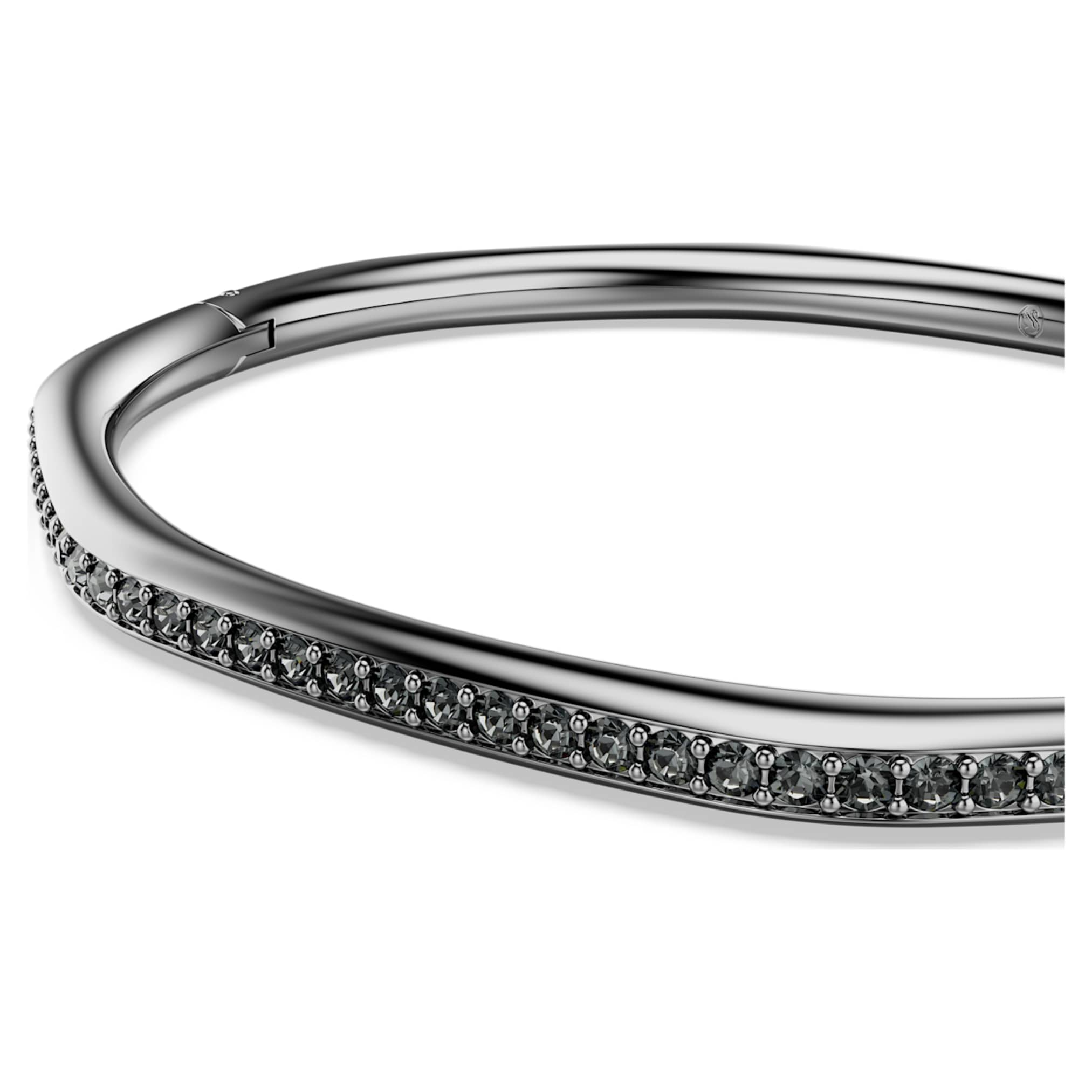 Swarovski Dextera bangle Octagon shape, Round cut, White, Ruthenium plated
