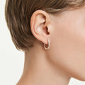 Swarovski Dextera hoop earrings Octagon shape, Round cut, Medium, White, 18K gold finish