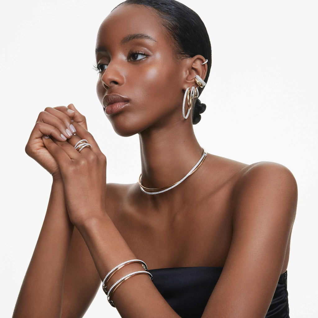 Swarovski Hyperbola choker Round cut, White, Mixed metal finish