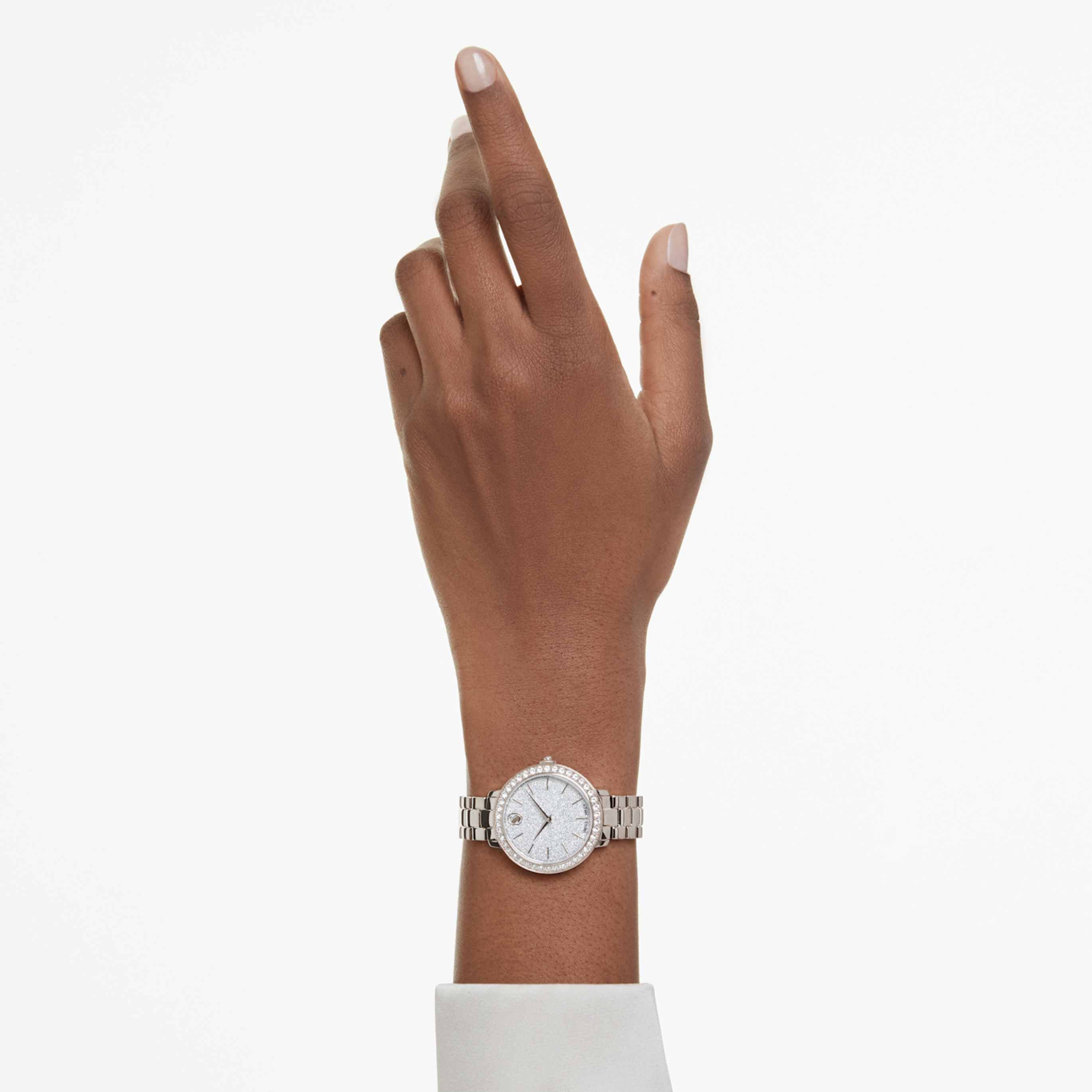 Swarovski Matrix 3-link watch Swiss Made, Metal bracelet, Silver tone, Stainless steel