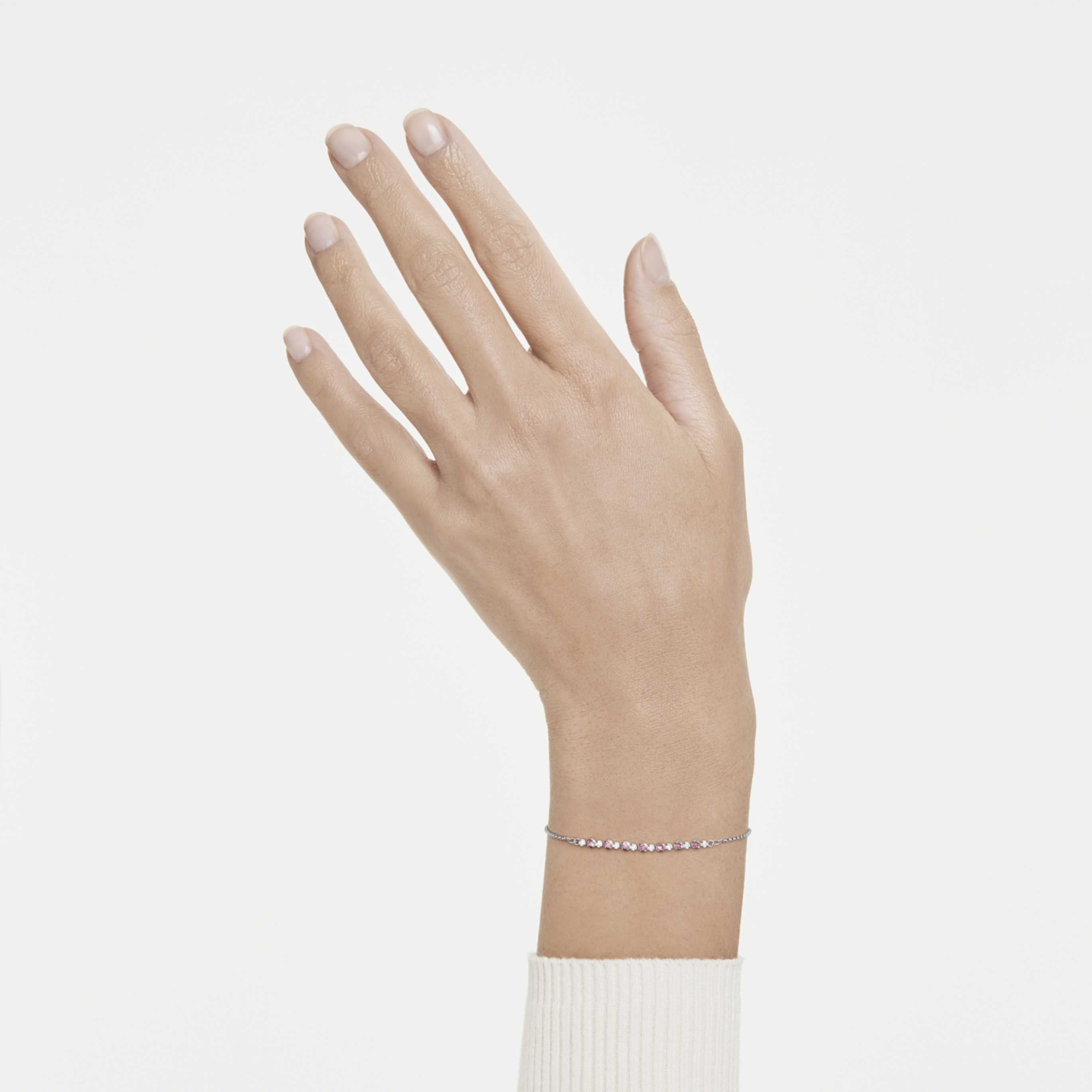 Swarovski Matrix bracelet Round cut, Pink, Rhodium plated