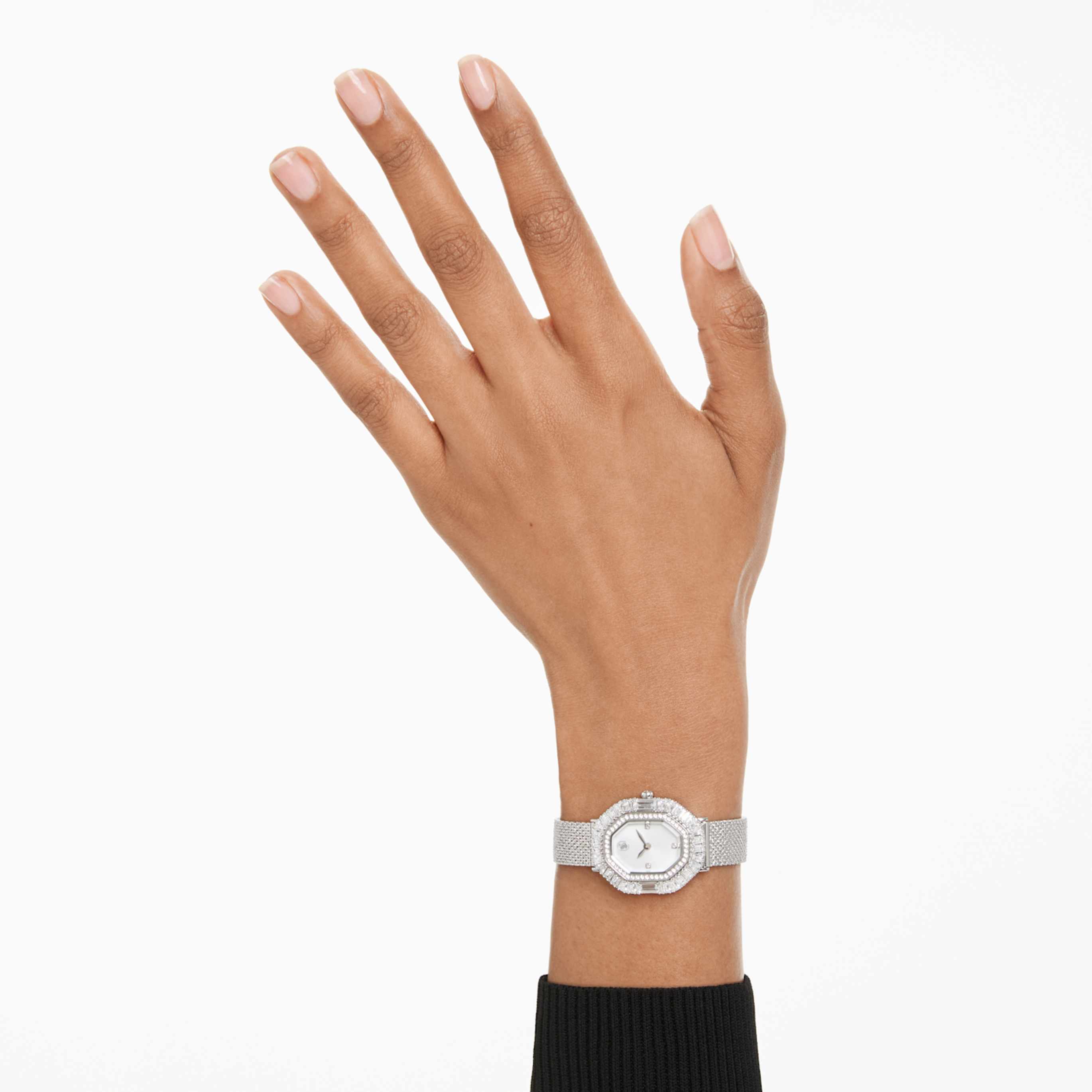 Swarovski Matrix octagon watch Metal bracelet, Gold tone, Champagne gold-tone finish