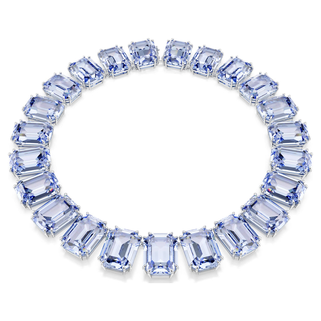 Swarovski Millenia necklace Oversized crystals, Octagon cut, Blue, Rhodium plated