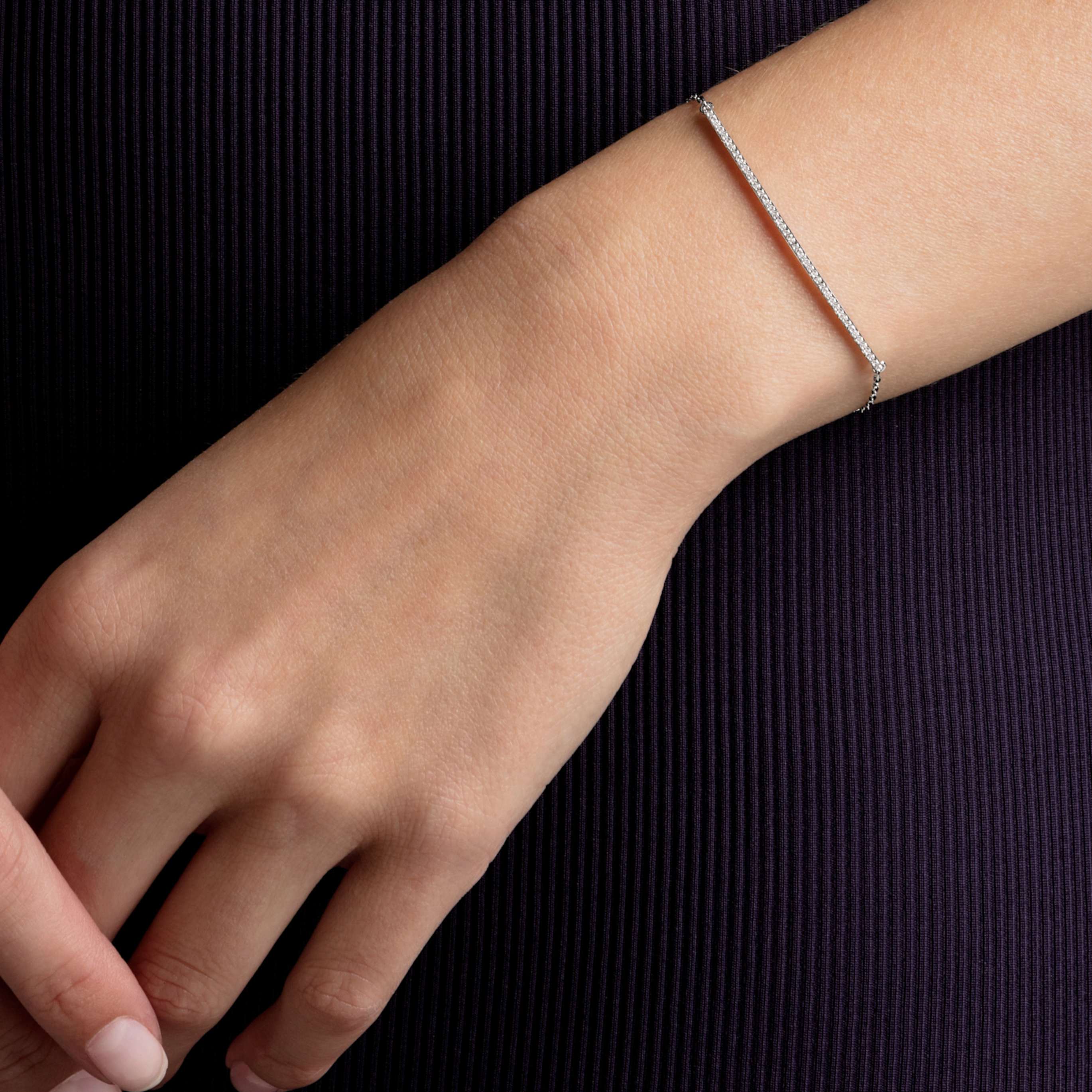 Swarovski Only bracelet Round cut, Purple, 18K gold finish