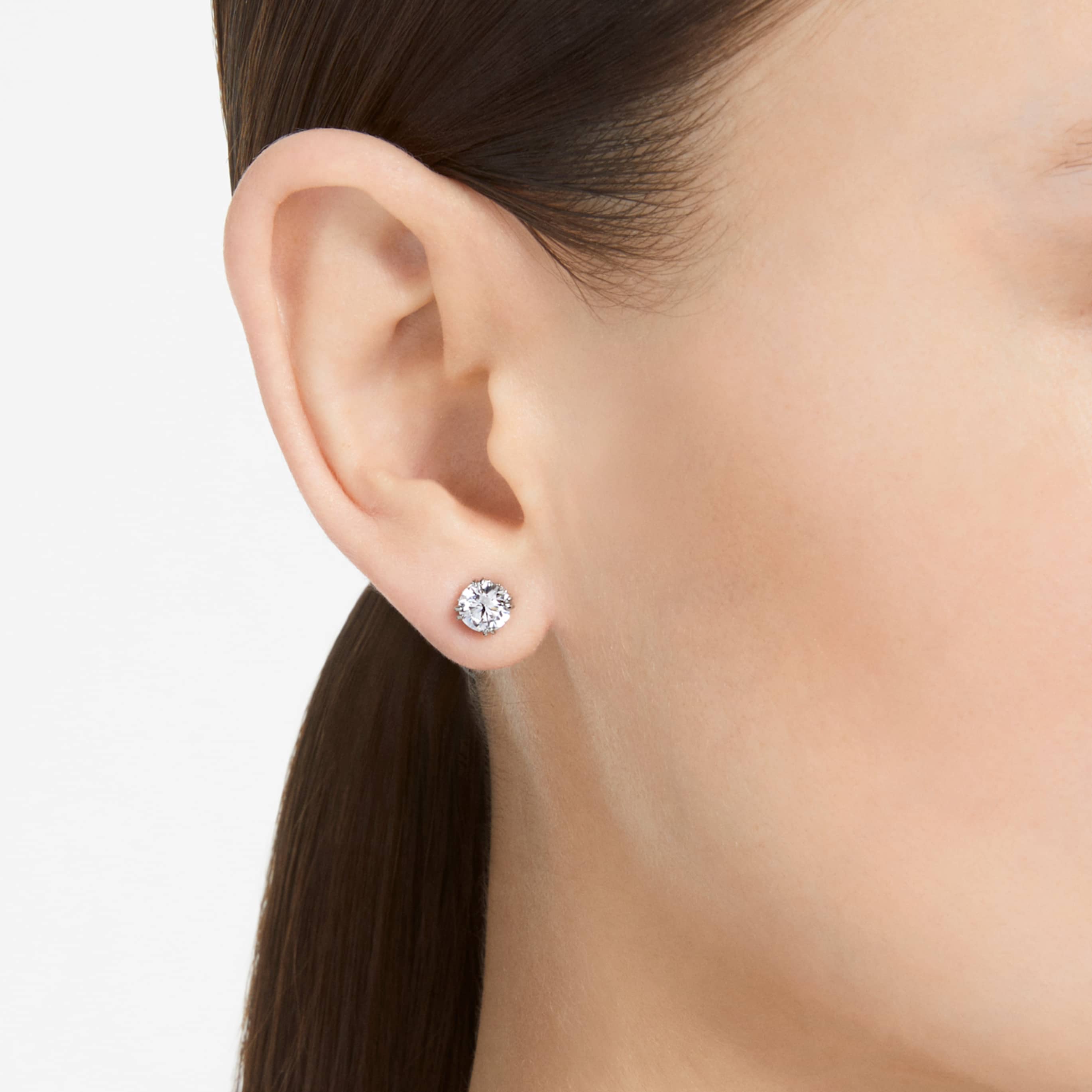 Swarovski Stilla stud earrings Round cut, White, Rhodium plated