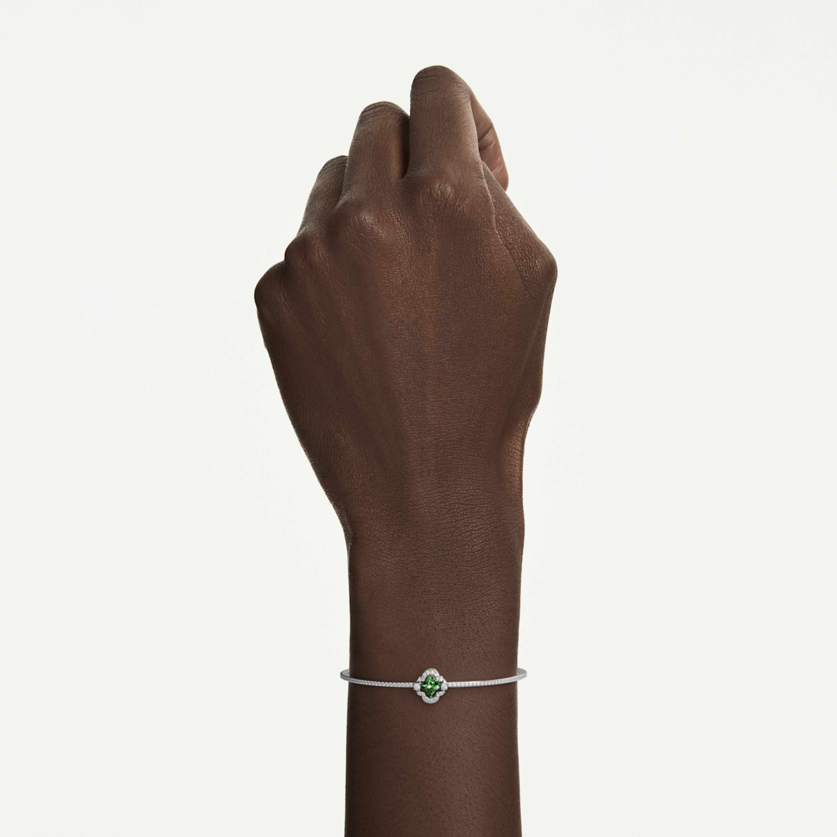 Swarovski Una Angelic bangle Mixed cuts, Green, Rhodium plated
