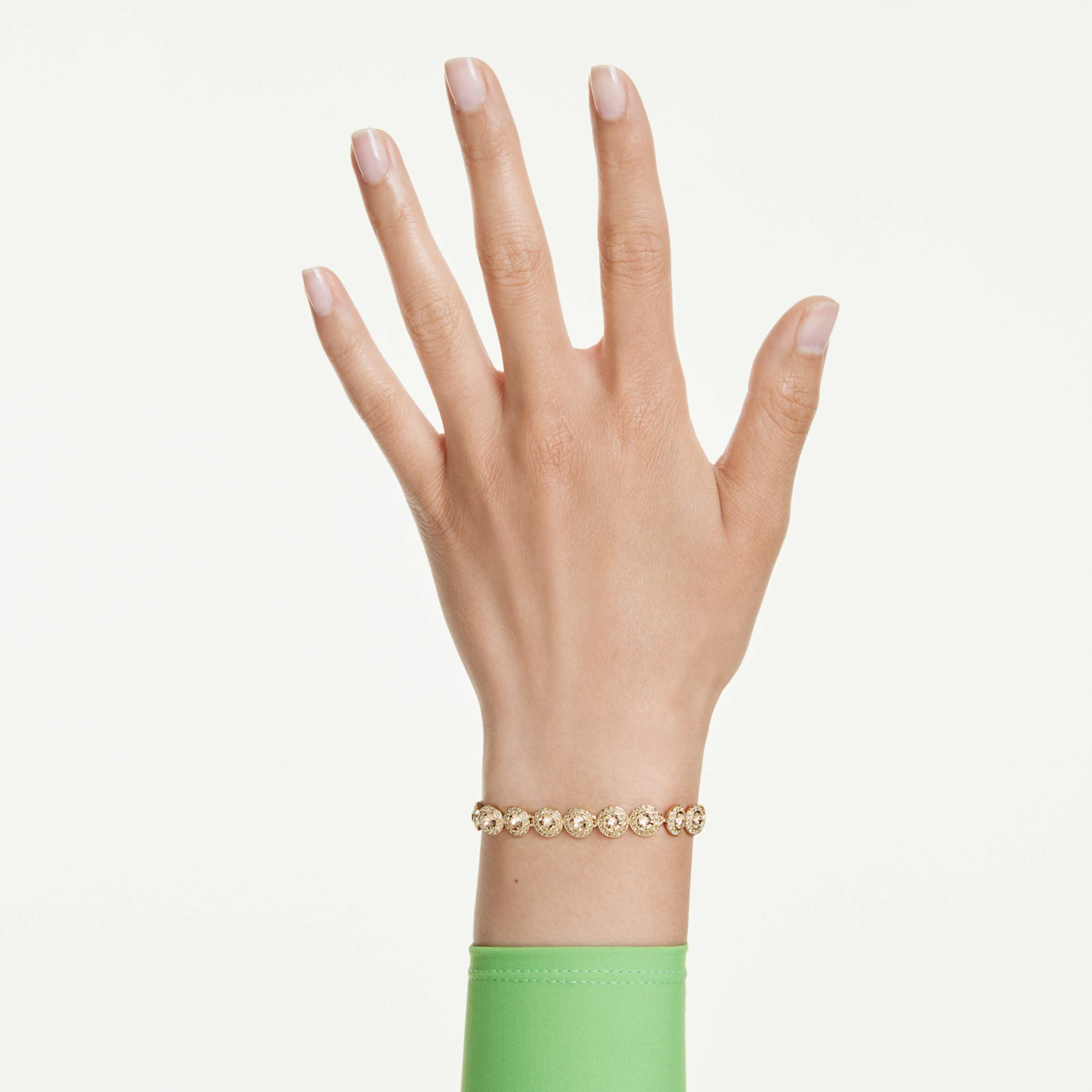Swarovski Una Angelic bracelet Round cut, Pavé, Medium, White, 18K rose gold finish